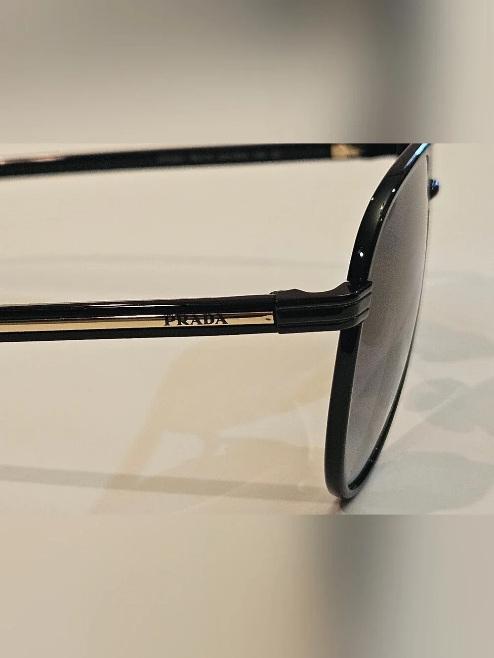 Prada SPR B57 Black & Gold Aviator Sunglasses With Case